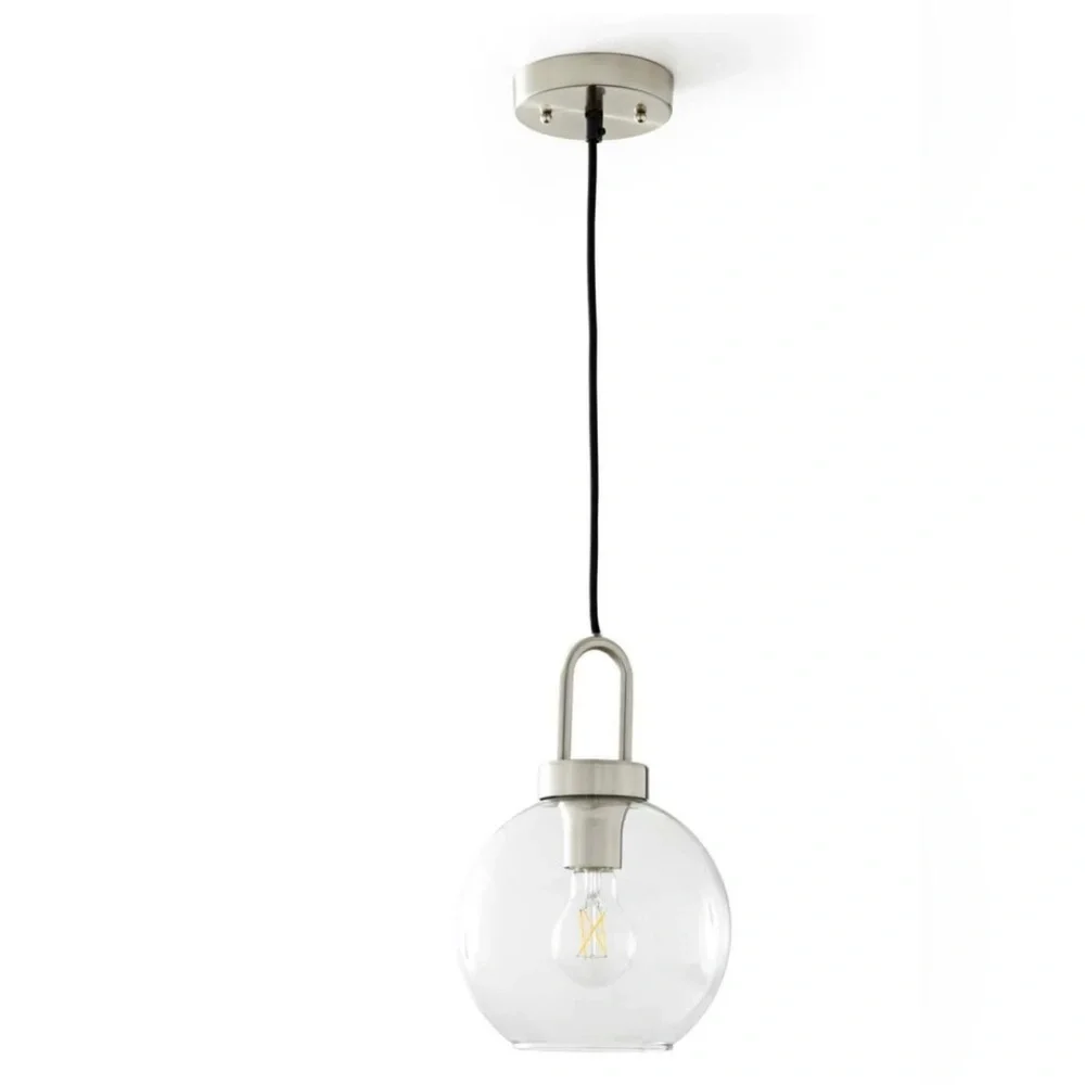 Better Homes &‎ Gardens 59” Nickel Pendant Glass Shade Ceiling LED Light new